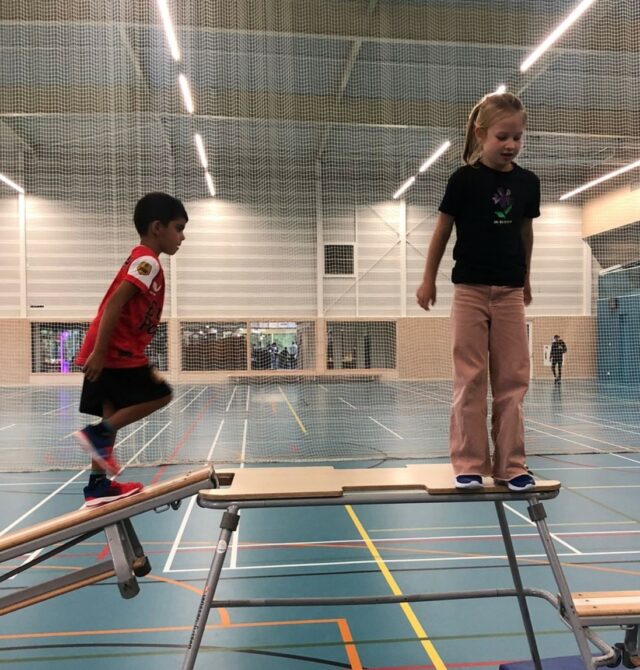 Spelende kinderen in de gymzaal