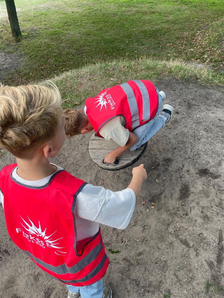kinderen spelen bij draaischijf